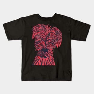 Dog. Scruffy Mutt, Red Kids T-Shirt